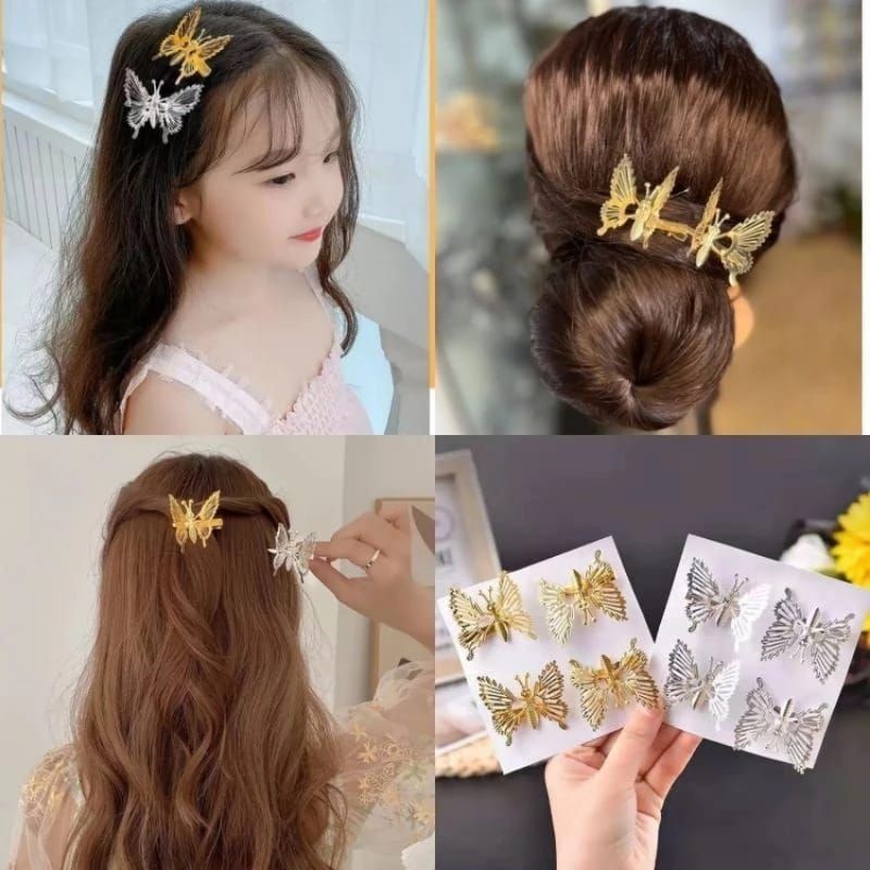 JEPIT KUPU KUPU BERGERAK / GOYANG JEPIT RAMBUT KUPU KUPU GOLD SILVER BERGERAK