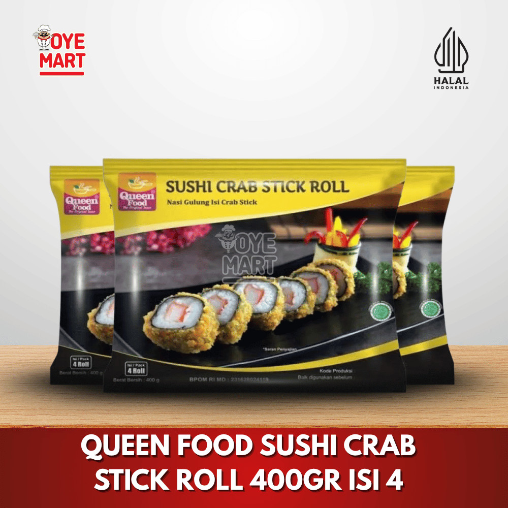 

QUEEN FOOD SUSHI CRAB STICK ROLL 400GR ISI 4 / NASI GULUNG ISI CRAB STIK