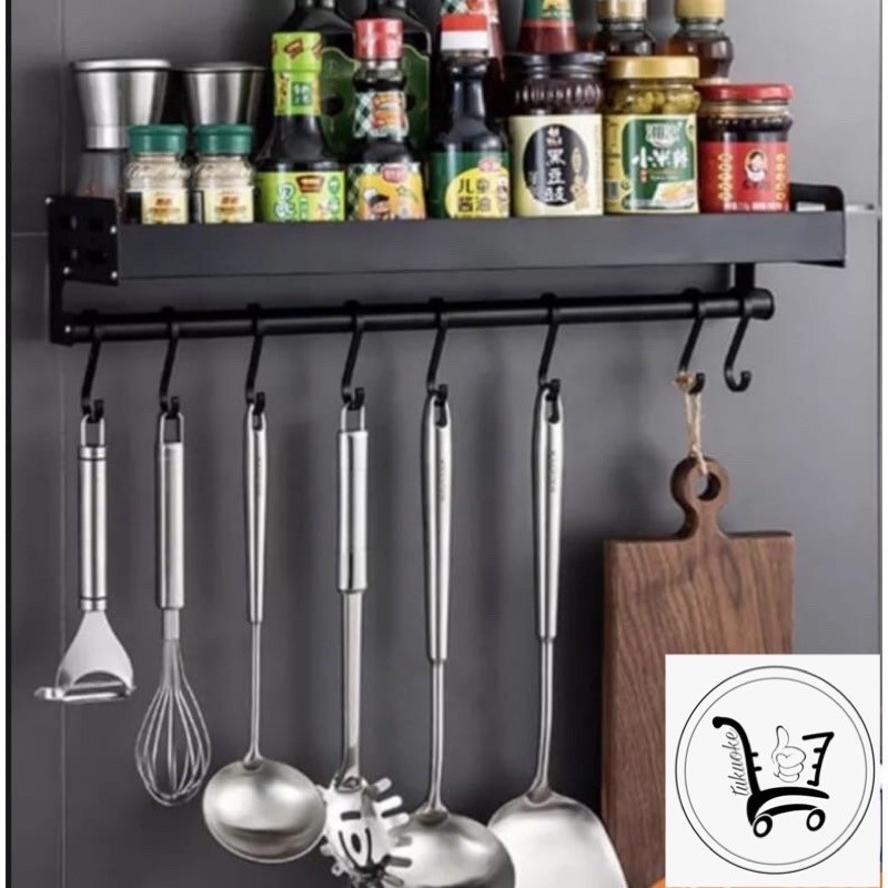 PROMO HARI INI TEMPAT BUMBU DINDING BESI RAK KITCHEN BUMBU BESI GANTUNGAN SPATULA Dapur Rak Penyimpa