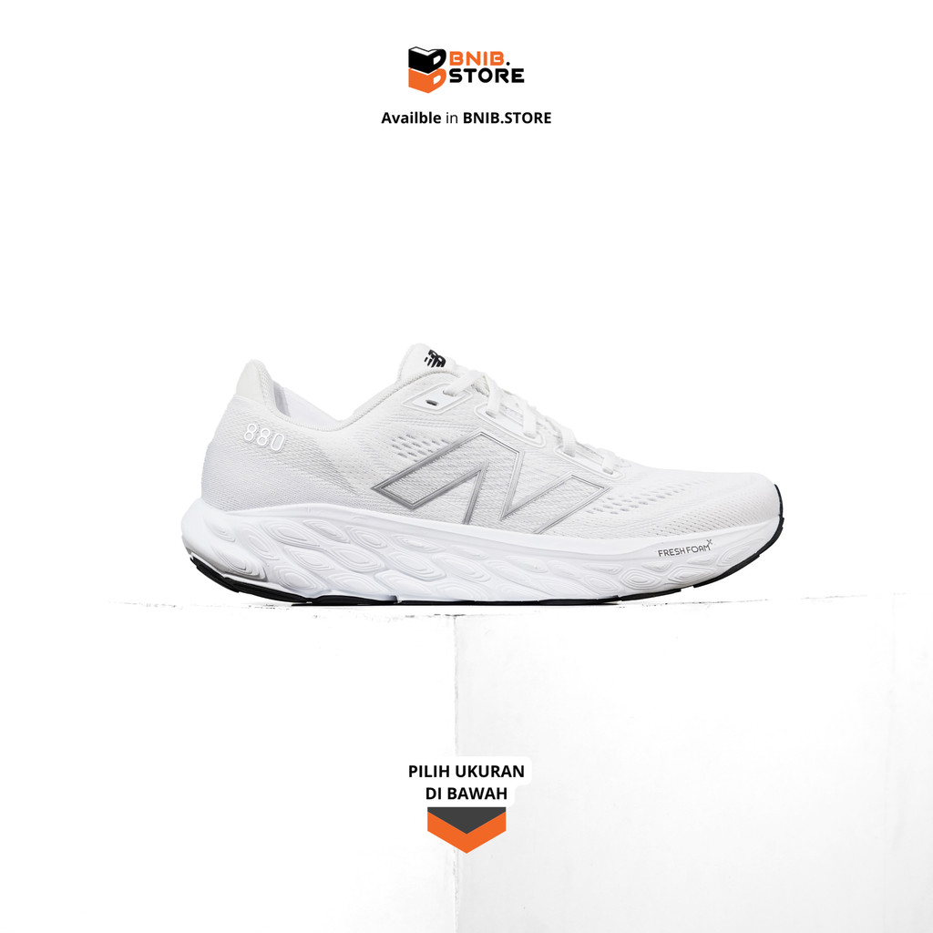 Sepatu Lari Pria NB Fresh Foam X 880 v14 White Silver Metallic Original