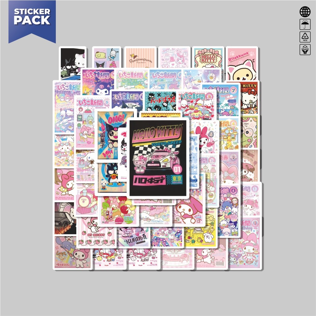 

[100PCS]Stiker Pack Stiker Poster Karakter Kartun Sanrio Aesthetic Vinyl Anti Air Dekorasi Sticker Laptop Buku Journal Koper Helm Casing HP Gitar Helm Skateboard