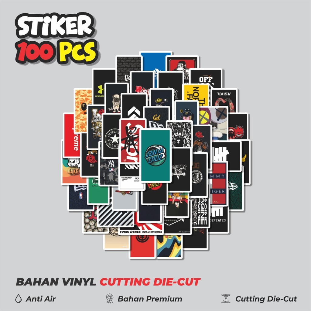 

Terbaru! 50 pcs Stiker Random Mix Logo Brand versi 2 Dekorasi Lucu Kreatif untuk Notebook, Skateboard, HP