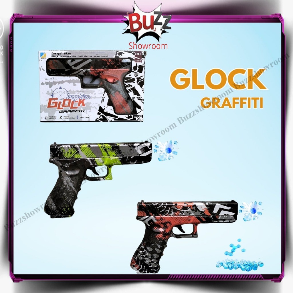 CUCI GUDANG  Tembakan Anak Handgun Watergel Mainan Glock Graffiti Water Gel