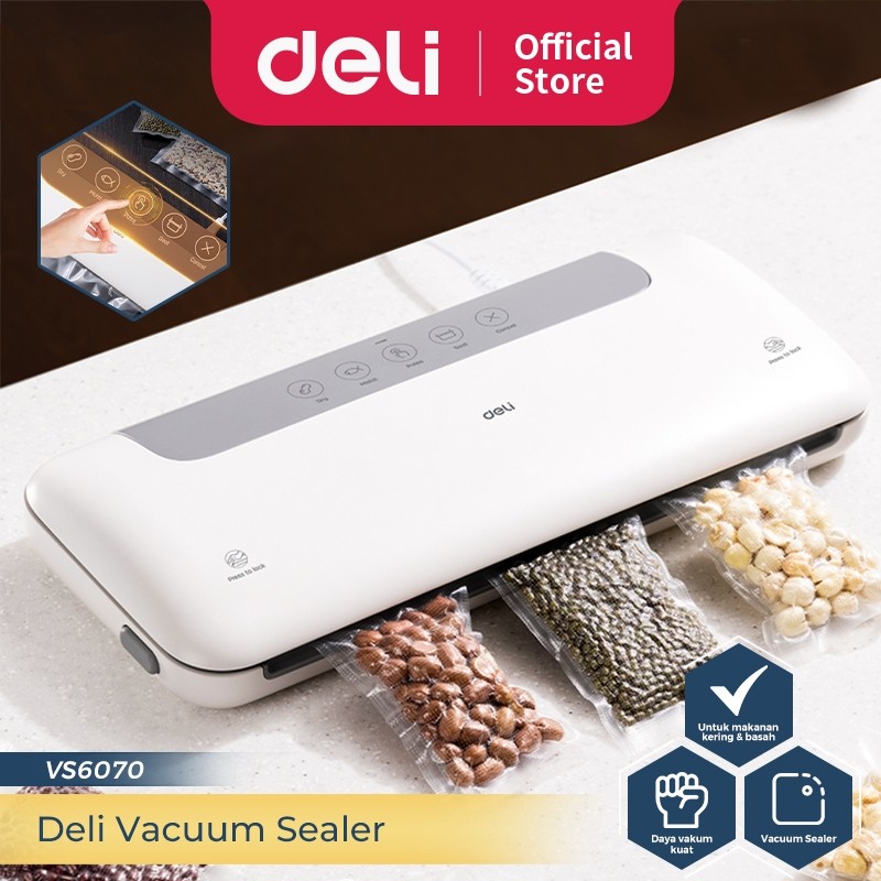 Deli Vacuum Sealer Mesin Vakum Makanan Basah dan Kering Food Sealer VS6070
