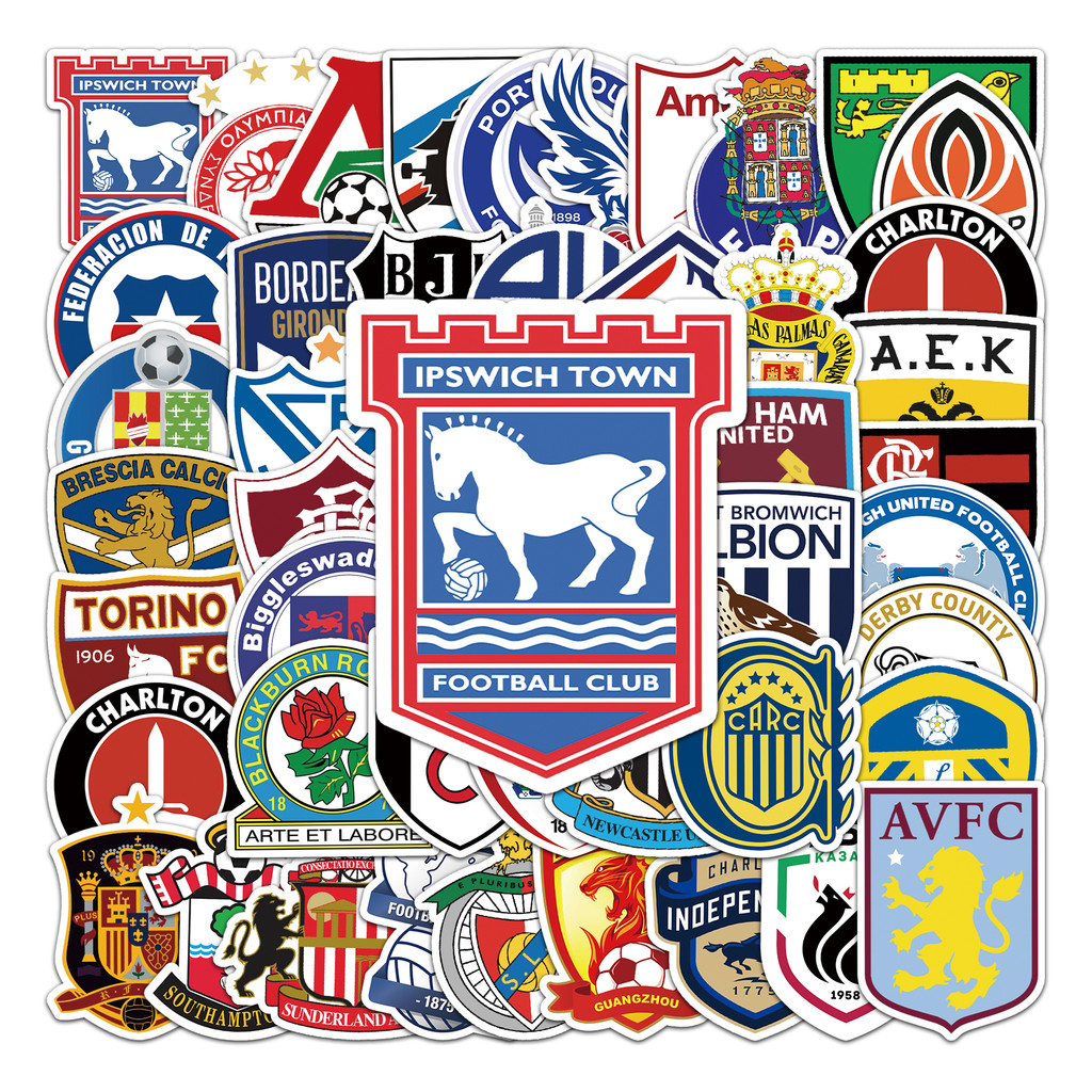 

50PCS Soccer Teams Logo Stickers 50 Different Soccer Teams contain Europe and America Five major competitions Cups Wall Sticker