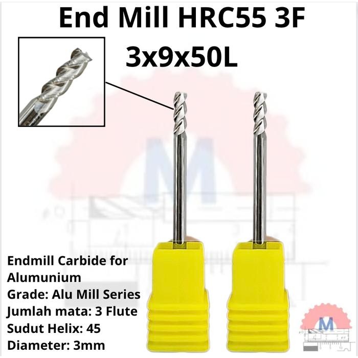 

End Mill uncoating HRC55 Carbide 3 Flute Endmill 3F untuk aluminium Diameter 1mm-12mm - 1mm Sale