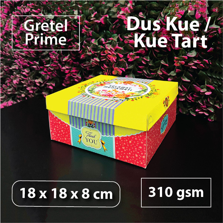

Dus Motif 18 x 18 x 8 cm – Gretel Prime – Dus Kue Cake Box