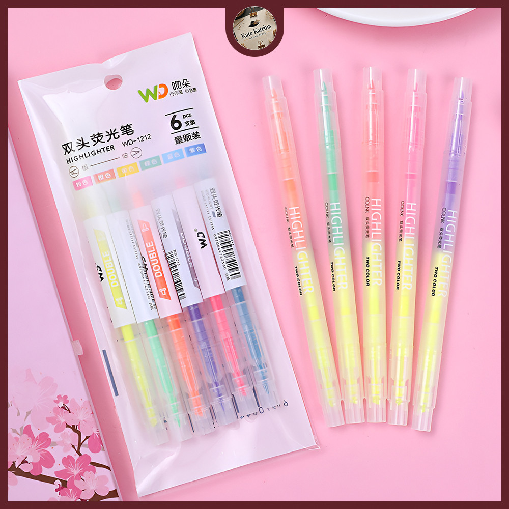 

KK Stabilo Panjang 2 Sisi Warna Warni Isi 6 Pcs Highlighter 2 Sides