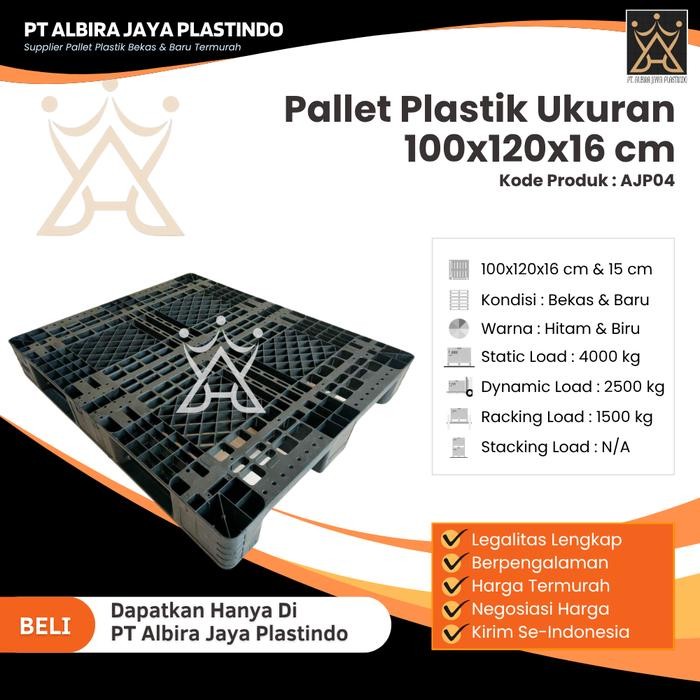 

Pallet Plastik Bekas/Baru Ukuran 100x120x16 cm - AJP04
