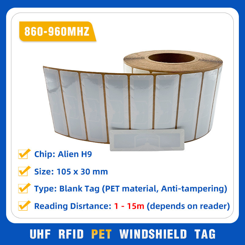 

500pcs 860-960mhz Windshield Vehicle Toll Tracking Passive UHF RFID Tag / Sticker with 3M Glue Long Range for Parking System