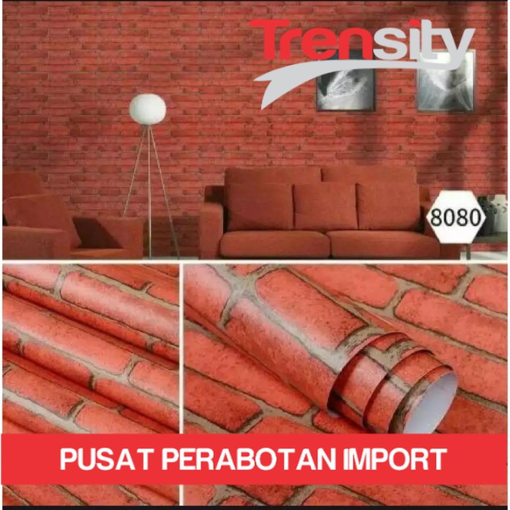 Wallpaper Sticker Dinding Motif Bata Merah - Anti Air - Ukuran 45cm x 8 M *TRENSITY*