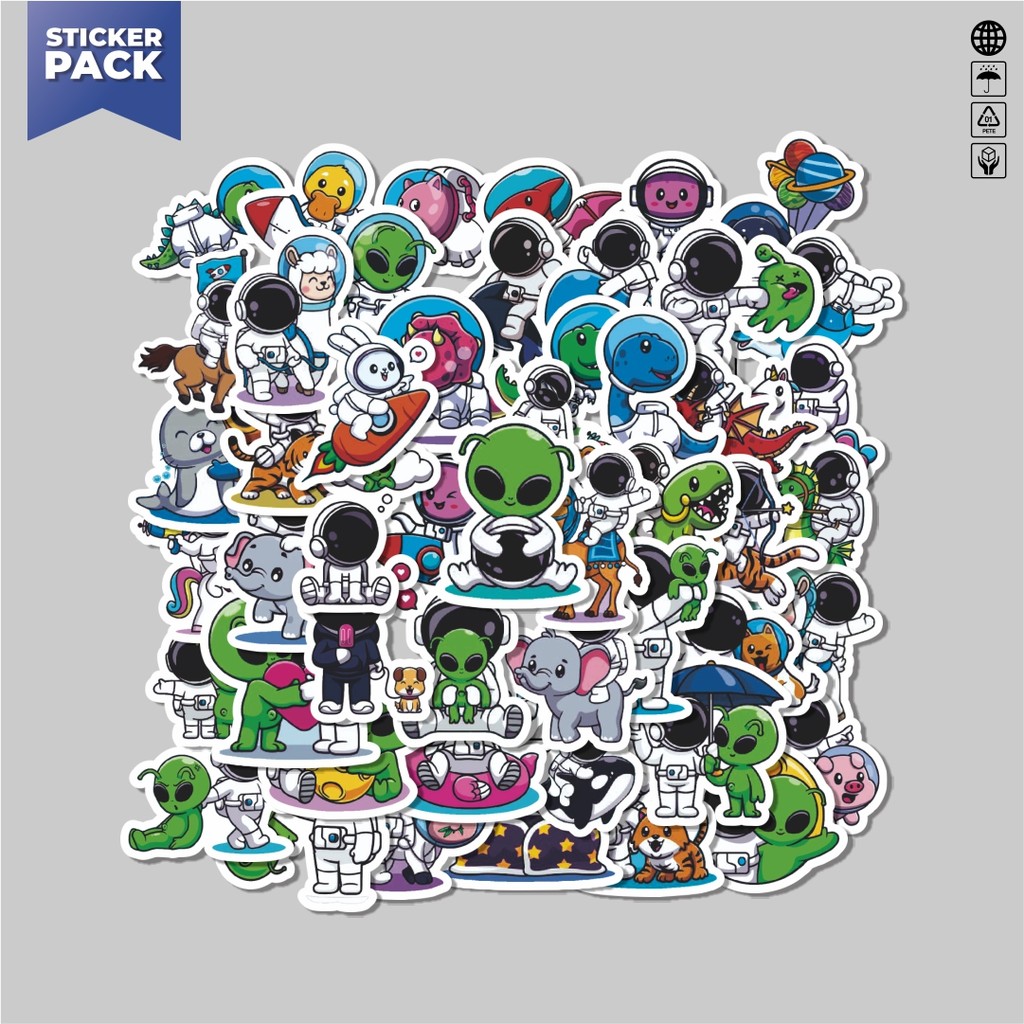 

[100PCS]Stiker Pack Stiker Astronot V6 Aesthetic Vinyl Anti Air Dekorasi Sticker Laptop Buku Journal Koper Helm Casing HP Gitar Helm Skateboard