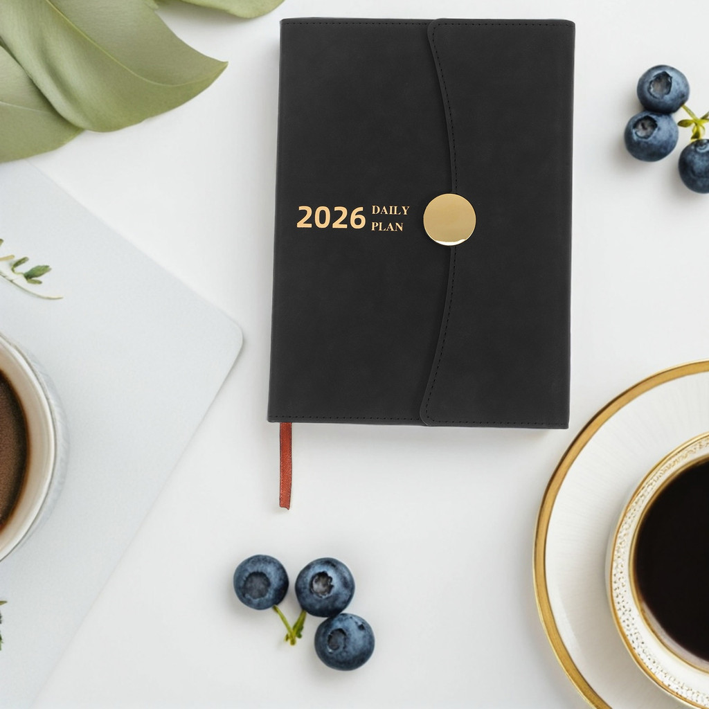 

Daily Weekly Monthly Planner A5 PU Cover Agenda Book Notebook Journal Work School Task Professional Notebooks Small