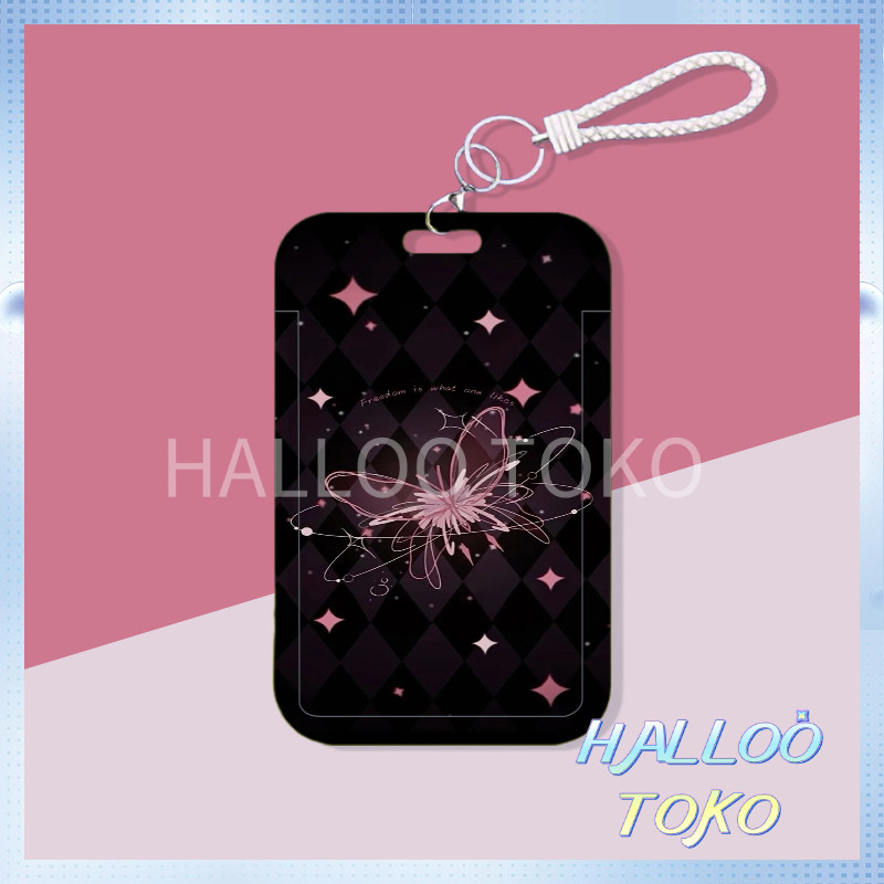 

ID CARD HOLDER MOTIF KAWAII TEMPAT KARTU PHOTOCARD PHOTO CARD Pelindung + Kupu Bayangan Pink