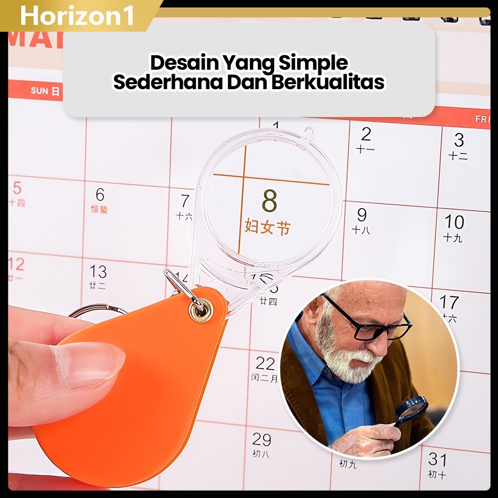 

Gantungan kunci kaca pembesar mini portabel untuk membaca dan identifikasi, kaca pembesar lipat dengan pembesaran tinggi 10 kali lipat