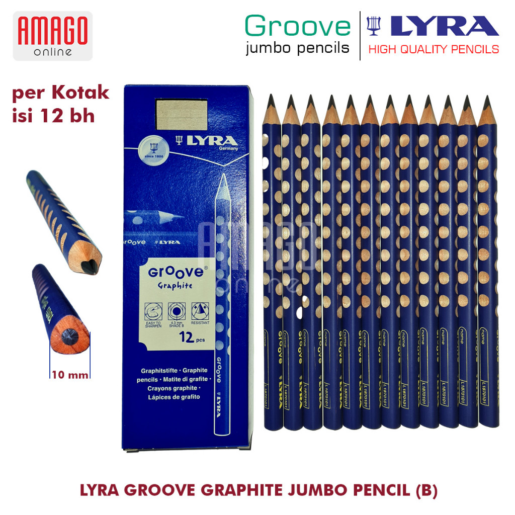 

Paket - 1 Kotak isi 12 Buah - LYRA Groove Pencil Jumbo (B) - Black - 10 mm - 1870101