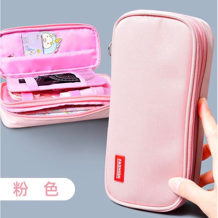 

NEW TREND~ KY254 TXS10 Korean Pen Pencil Case Polos FASHION Kotak Tempat Pensil Box TKM - Pink