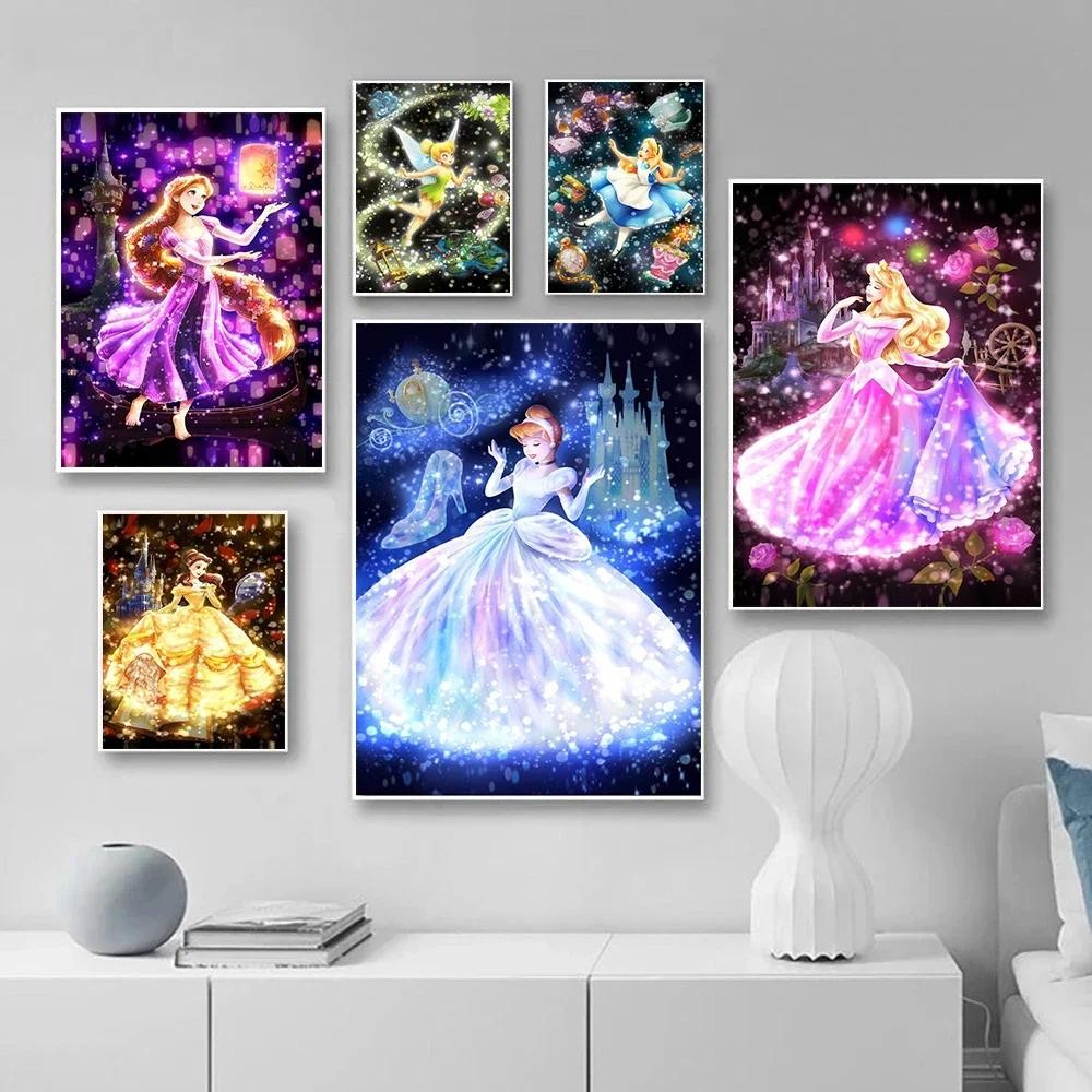 

sney Canvas Paintings Rapunzel Snow White Cinderella Forest Princess Posters And Print Wall Art Picture Living Home Decor
