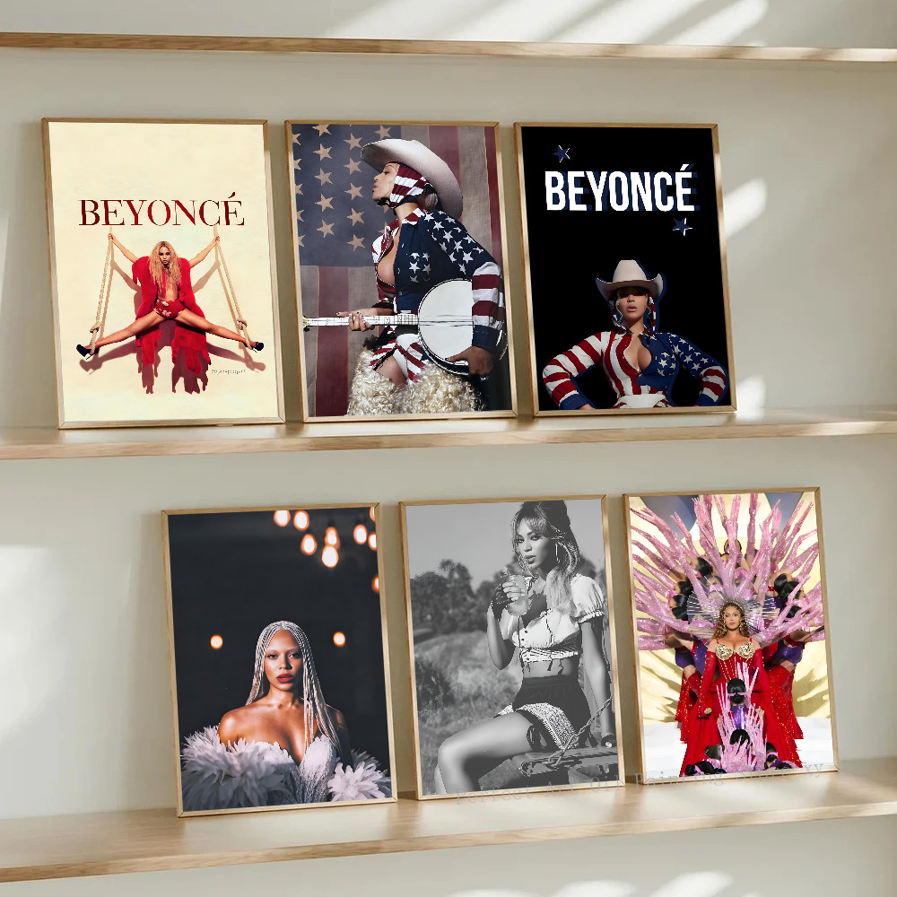 1pc Beyonce Super Music Singer Star Poster Self-adhesive Art Waterproof Paper Sticker Coffee House B