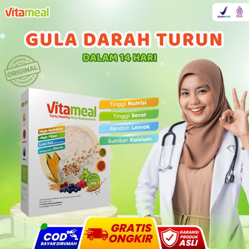 

New [AMPUH] Vitameal Atasi Gula Darah Tinggi Diabetes Kolesterol Maag Asam Lambung Cocok untuk Diet Sehat VITAMILK HERBALPremium
