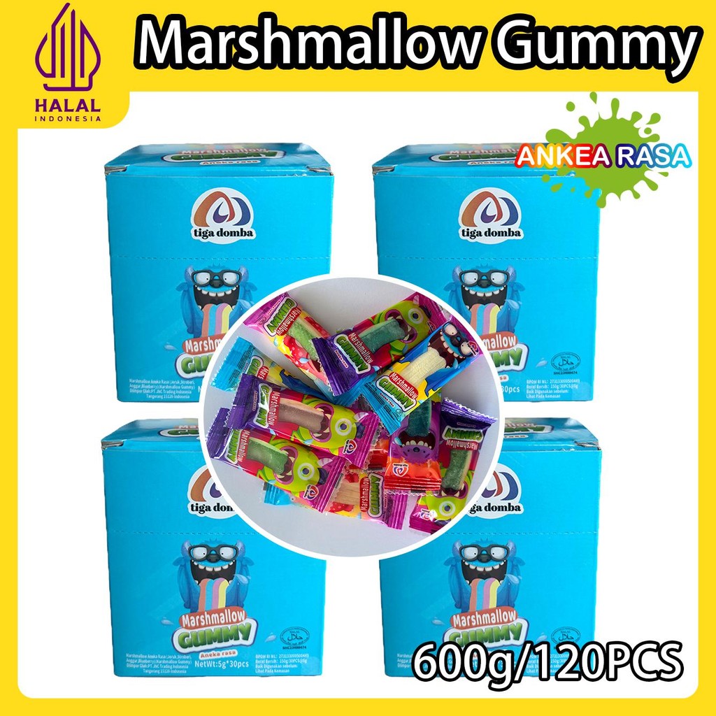 

[COD] 4BOX @120 Pcs-MarshmallowGummy-Rasa Buah:Stroberi,jeruk,Buleberry,AnggurAneka Rasa Buah Mini Snack Makanan