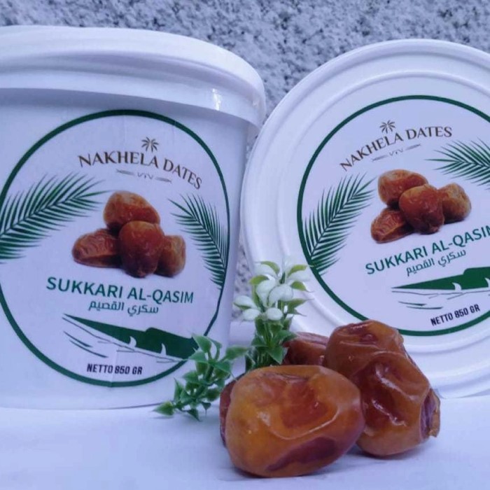 

New Arrival Kurma Sukkari kemasan ember Nakhela dates 850gr