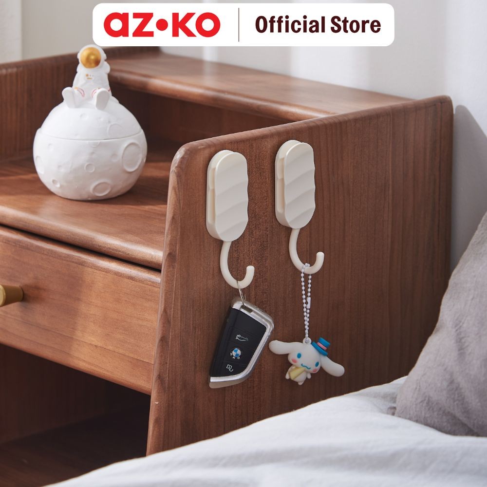 AZKO Stora Set 2 Pcs Gantungan Kabel Serbaguna Permanen - Putih Pengait Multifungsi Tembok Clothes C