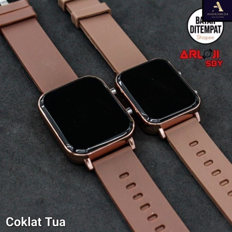 JAM TANGAN PRIA WANITA CEWEK LED WATCH RUBBER WARNA TOP QUALlTY