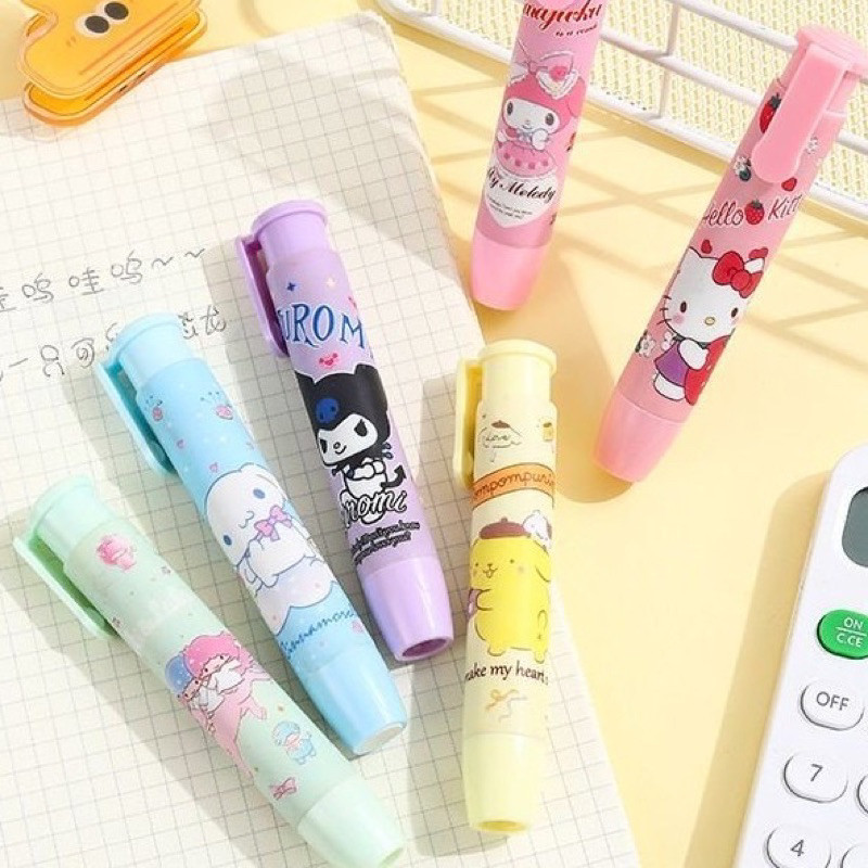 

(GAT) Penghapus Pensil Mekanik Bentuk Lipstick Karakter Sanrio Lucu Mechanical Eraser Best Stationary