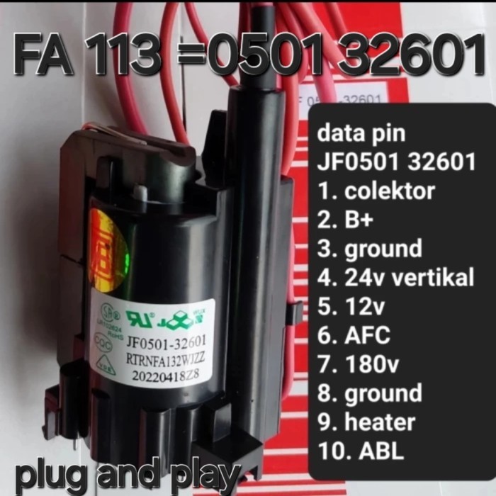 JN99 ( JF0501 32601 ) FLYBACK PLAYBACK TV SHARP 21 FA113WJ FA 113 FA113 WJ BSC24-2688S 2688 S BSC 24