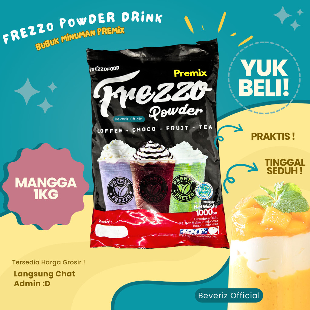 

BEVERIZ Frezzo Bubuk Minuman Rasa Mangga | Mango Boba Powder Drink 1Kg / 1000gram {Bisa COD} {tersedia harga grosir}