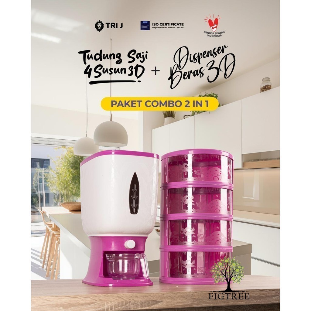 GT65E Paket COMBO 2 in 1 Dispenser Beras dan Tudung Saji Japan Peri (Terlaris)