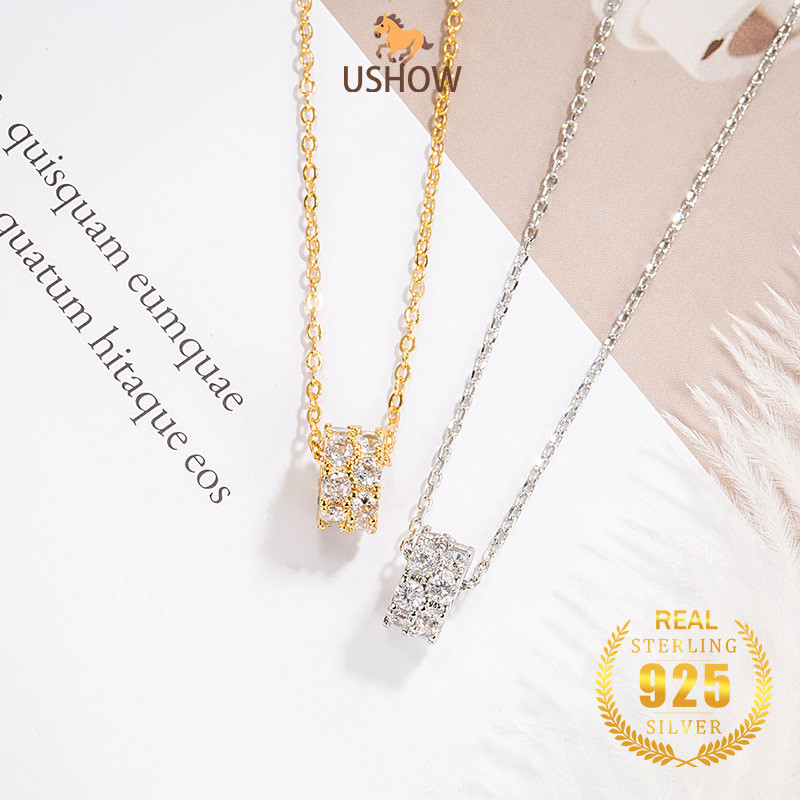 USHOW 925 Perak Wanita Baru Pinggang Kecil Wanita Kalung Emas