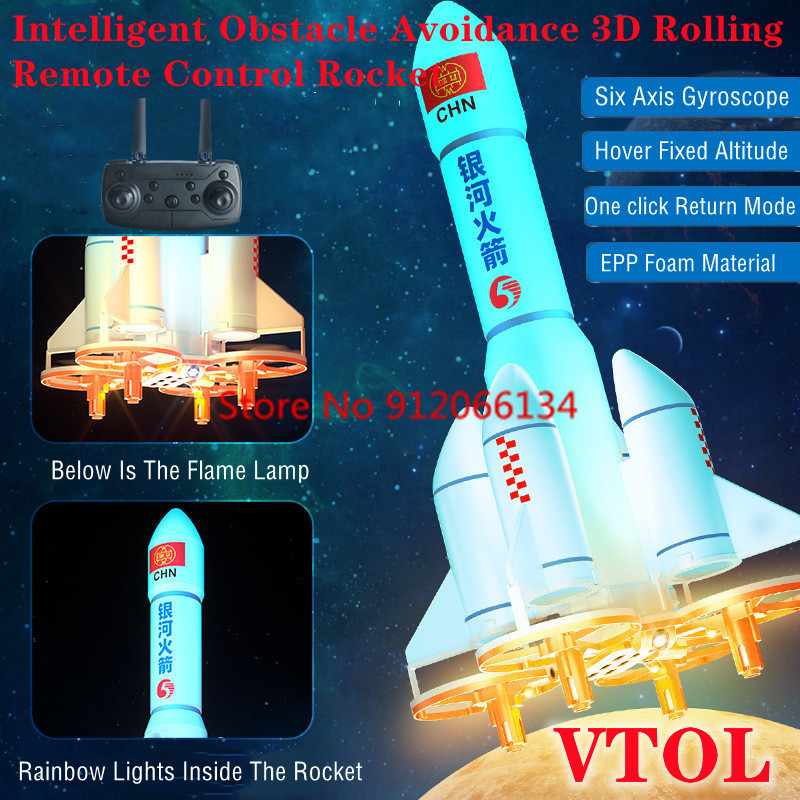 Obstacle Avoidance One Click Return Rocket Type RC Quadcopter 360 ° Roll VTOL Hovering Fixed Altitud