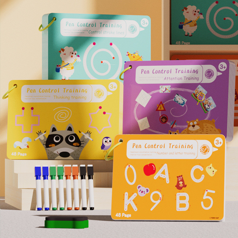 

48 Page/Book Tracing Workbook Montessori Books Child Pen Control Training Early Exercise Book Reusable Calligraphy Copybook