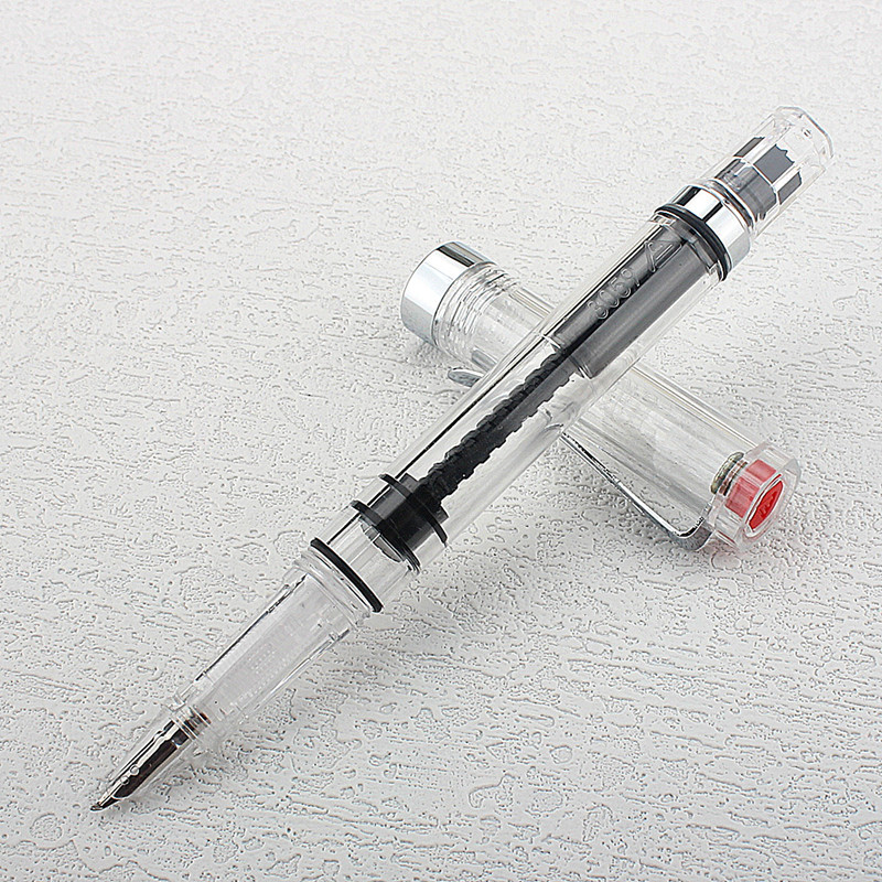 

Lanbitou Transparent Fountain Pen Bent 1.0mm Hooded Nib Piston Filler Ink Pens for Writing School Office Supplies Stationery
