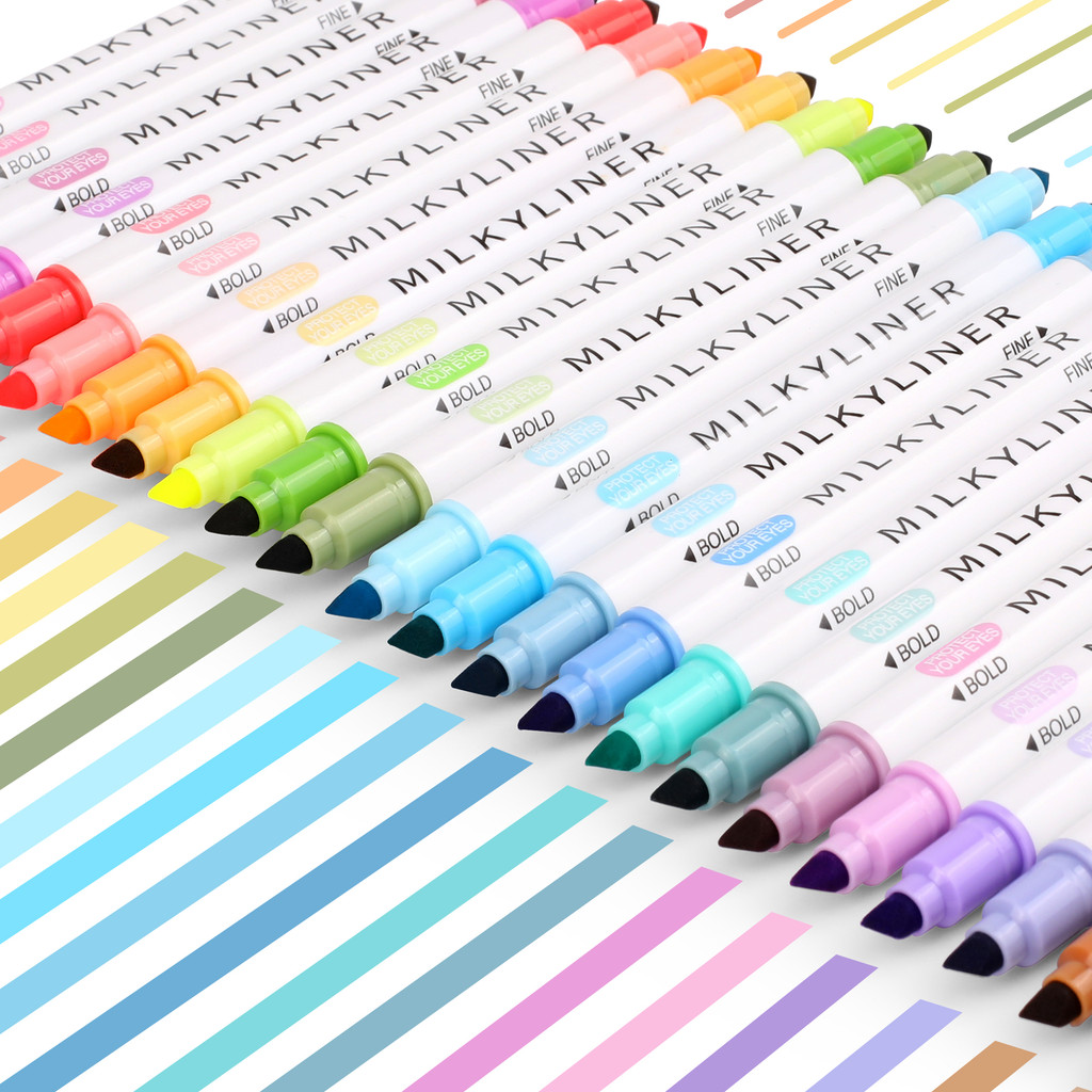 

12/24pcs Highlighters Assorted Colors Dual Tip Bible Pastel Highlighters No Bleed Highlighter Markers for Journaling coloring
