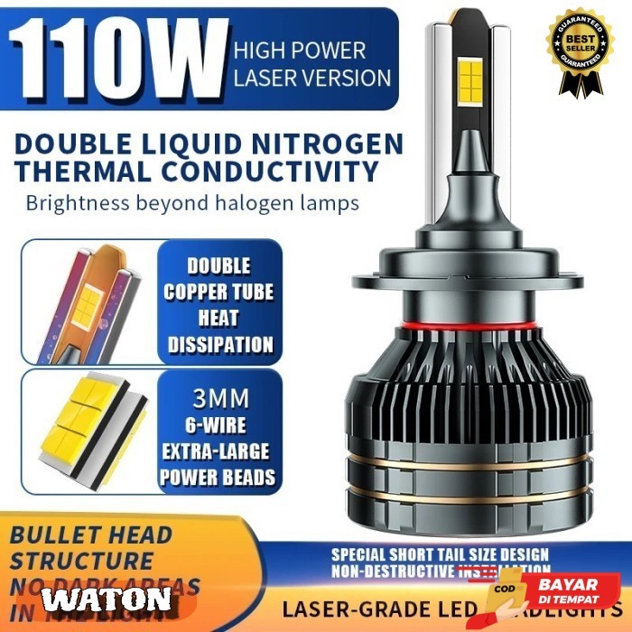 Lampu LED Mobil V50 - 110 Watt H4 H1 H3 H7 H8 H11 H16 9005 9006 9012 - HB4 9006