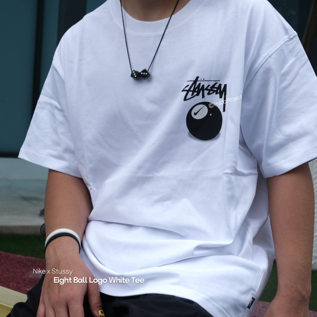 Stussy X Nike 8 Ball White Shirt 100% Original Guarantee