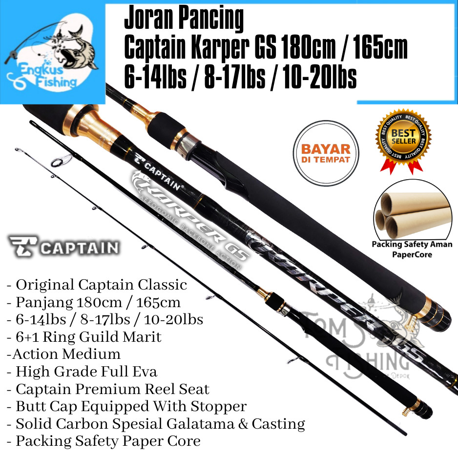Joran Pancing CAPTAIN KARPER GS 165cm / 180cm ( 6-14lbs - 10-20lbs ) Carbon Solid - Engkus Fishing