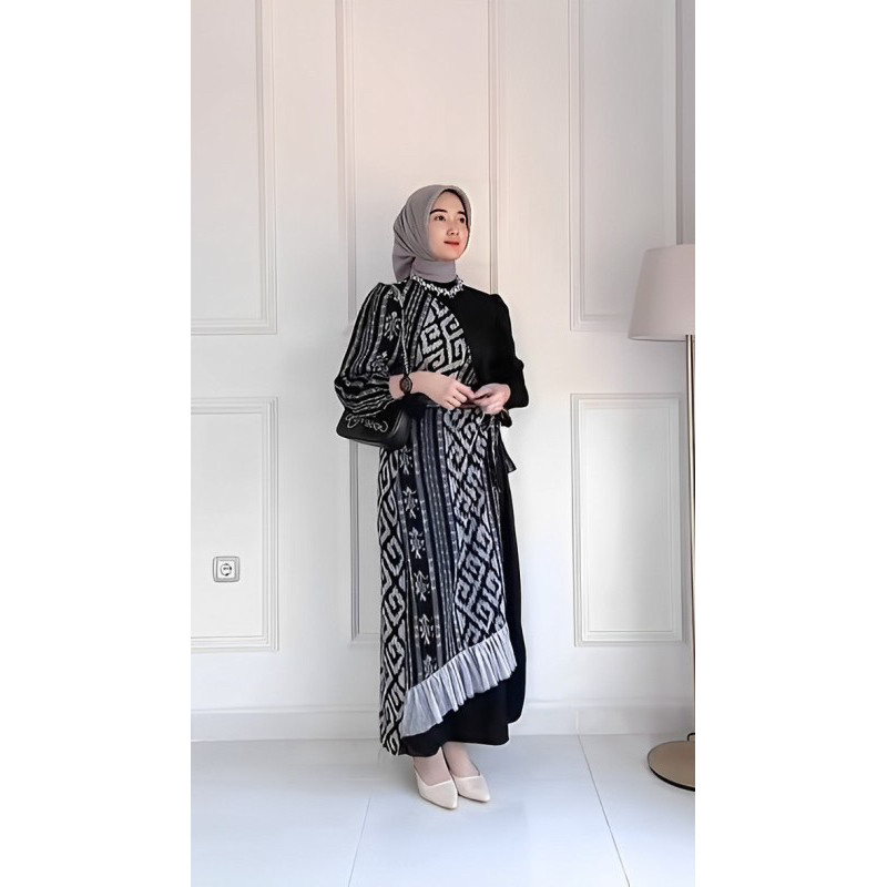 TTJ DRESS TENUN TORAJA GAMIS TENUN ETNIK BAJU MUSLIM TENUN ORIGINAL