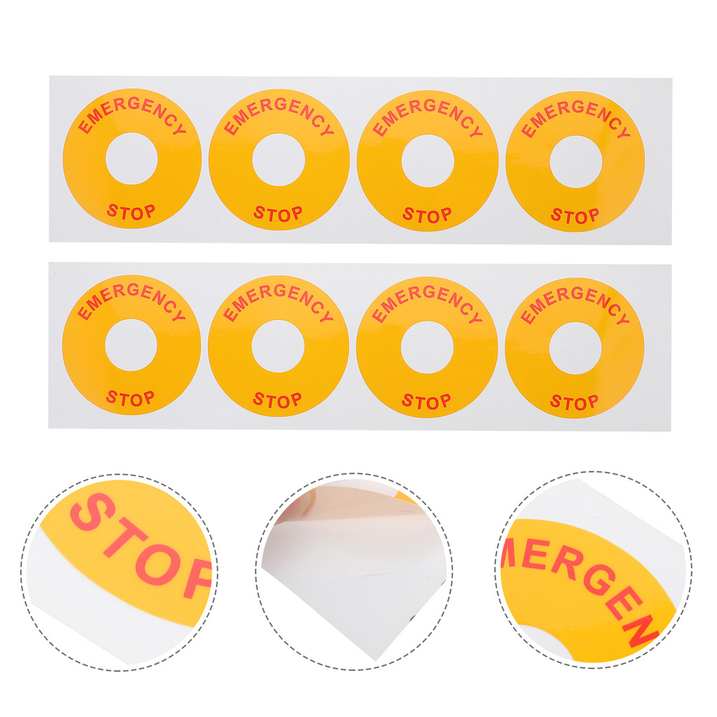 

8 Pcs Outdoor Emergency Stop Warning Work Car Stickers Pp Equipment Decal Label