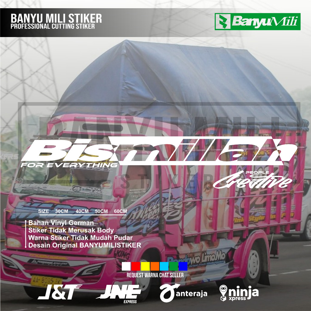 Stiker kaca truk bismillah stiker variasi kaca truk pickup mobil kaca depan sticker bismillah