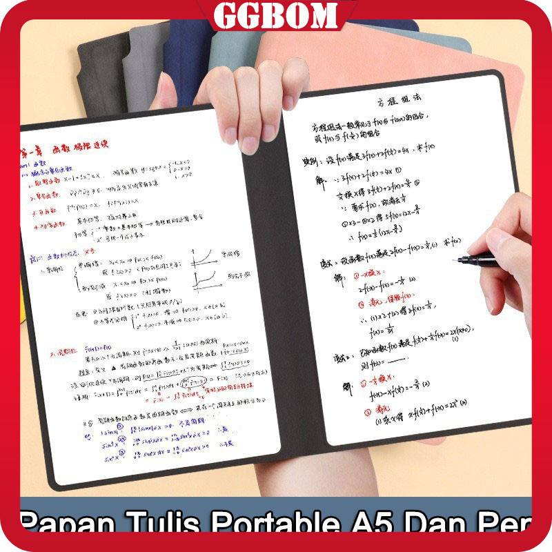 

Ready Papan Tulis Portable A5 Whiteboard Notebook PU Leather with Pen Draf buku Notepad