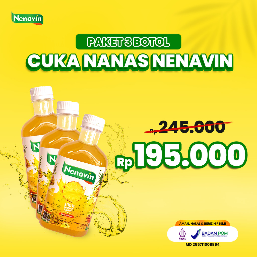 

Nenavin Cuka Nanas Asli Bantu Atasi Diabetes 3 Botol