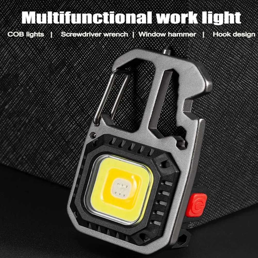Lampu Senter LED Obeng Magnetic 4 in 1 Keychain Flashlight 5W