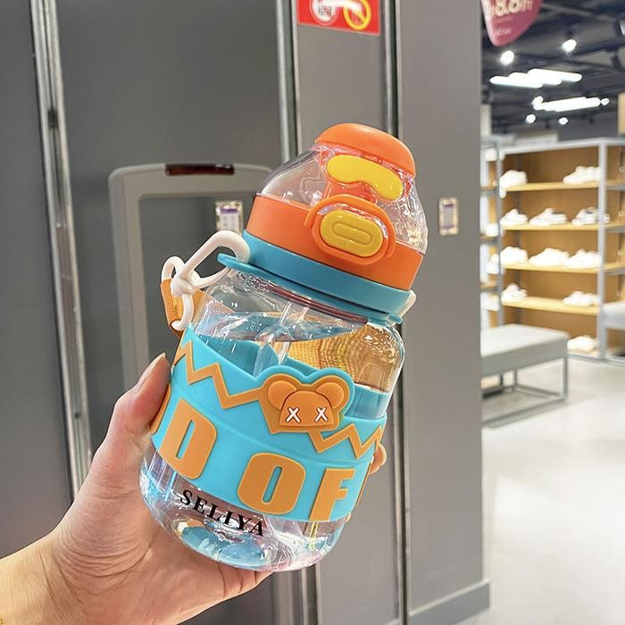 Lapak iki - Botol Minum Tali Tombol Karakter Anak 600ml 2682 & 2681 500ml Silikon Kitchenware - ORAN