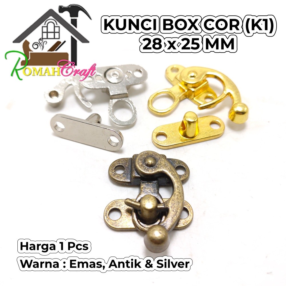 28 x 25 mm (K1) Kunci box / kunci dus / kunci pengait kotak souvenir