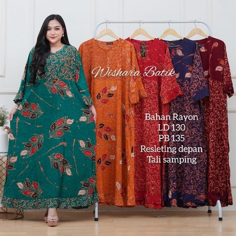 Wishara Batik - Longdress Jumbo LD 130 Bahan Rayon Tebal Daster Jumbo Lengan Panjang Daster Batik Pe