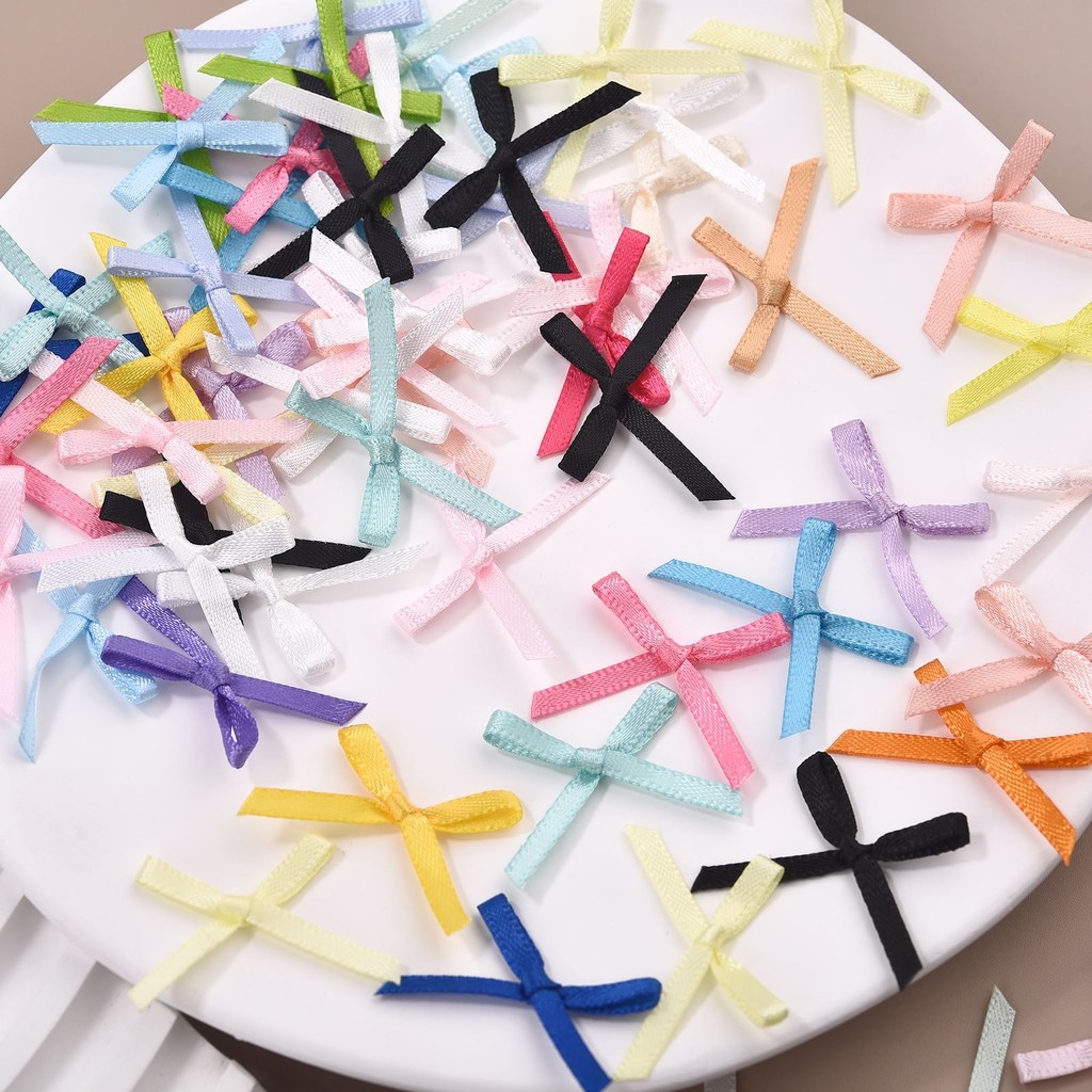 

100pcs Mini Ribbon Bow Flower Satin Bows Ties DIY Crafts Embellishment Crafts Accessory Decoration Supplies